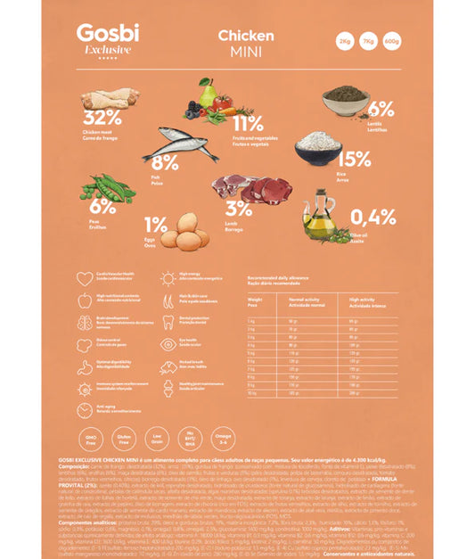 Gosbi - dog Exclusive, Hypoallergenic Chicken Adult Dry Food For Mini and Small Breeds 2kg-7kg