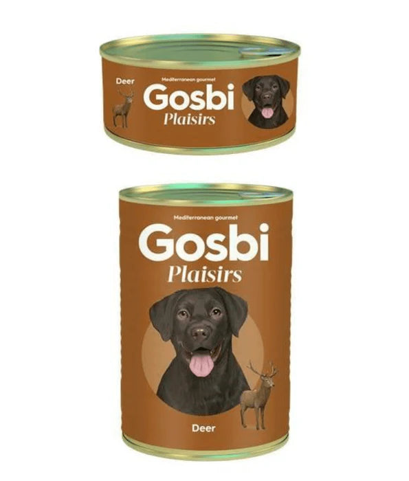 Gosbi - dog Plaisirs, Grain-Free Deer Complementary Wet Food – Hypoallergenic, Monoprotein, All-Natural For Puppies & Adult Dogs185g