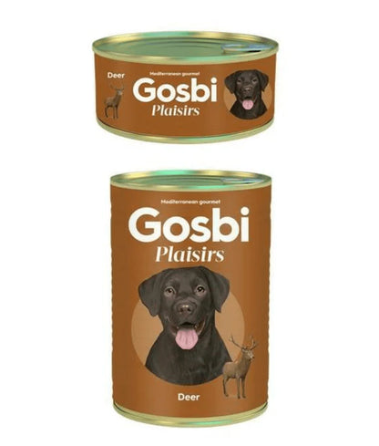 Gosbi - dog Plaisirs, Grain-Free Deer Complementary Wet Food – Hypoallergenic, Monoprotein, All-Natural For Puppies & Adult Dogs185g