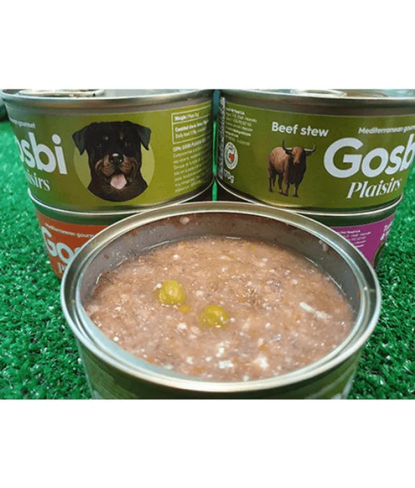 Gosbi - dog Plaisirs, Grain Free Beef Stew Adult Complementary Wet Food – Hypoallergenic, Monoprotein, Weight Control 185g-400g