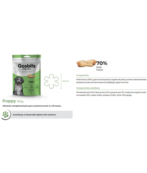 Gosbi - dog Gosbits Objective, Chicken Puppy Treats For Development, All Natural 150g