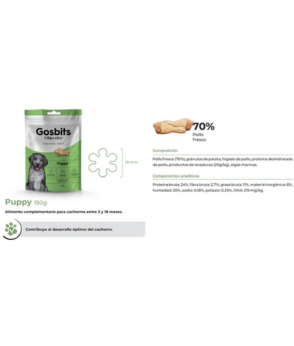 Gosbi - dog Gosbits Objective, Chicken Puppy Treats For Development, All Natural 150g