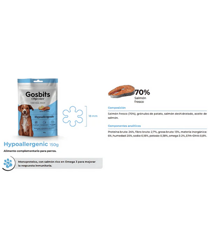 Gosbi - dog Gosbits Objective, Salmon Adult Treats – Hypoallergenic, All Natural 150g