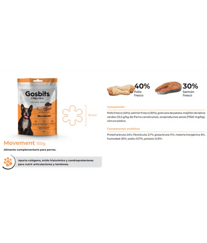 Gosbi - dog Gosbits Objective, Chicken & Salmon Adult Treats – For Active Dogs & Joint Support, All Natural 150g