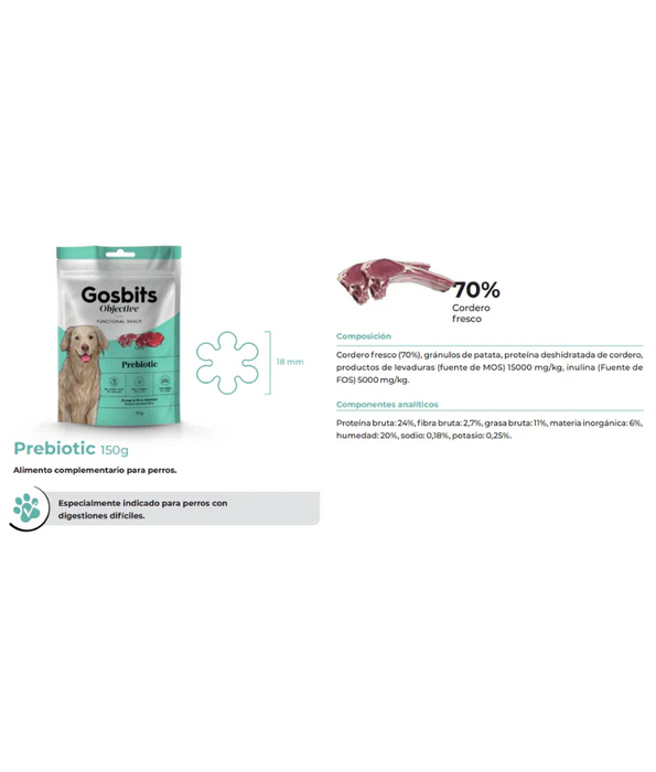 Gosbi - dog Gosbits Objective, Lamb Adult and Senior Treats – Prebiotic, Gastrointestinal Disorders, All Natural 150g