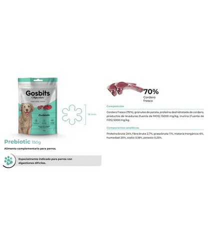 Gosbi - dog Gosbits Objective, Lamb Adult and Senior Treats – Prebiotic, Gastrointestinal Disorders, All Natural 150g