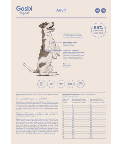 Gosbi - dog Original, Adult Chicken Dry Food For Medium and Large Breeds 3kg-12kg