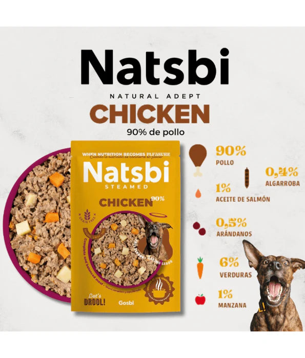 Gosbi - dog Natsbi Steamed, Chicken Fresh Food For Adults and Puppies – Grain-Free, All Natural Meal 200g - 500g