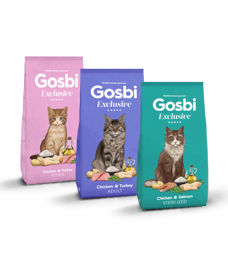 Gosbi - cat Exclusive, Chicken and Salmon Adult Dry Food – Sterilized, Hair and Skin Support 1.5kg-6kg