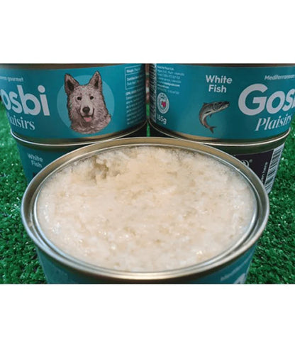 Gosbi - dog Plaisirs, Grain-Free White Fish Adult Complementary Wet Food – Low Calories, All-Natural 185g-370g