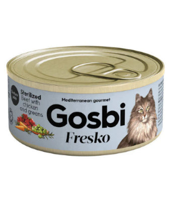 Gosbi - cat Fresko, Beef, Chicken, and Vegetables Sterilized Complementary Adult Wet Food – Grain-Free 70g