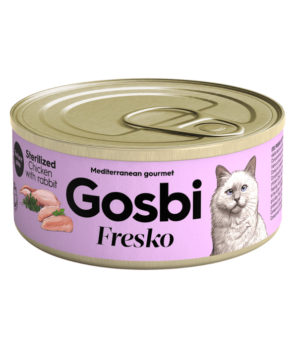 Gosbi - cat Fresko, Chicken and Rabbit Sterilized Complementary Adult Wet Food – Grain-Free 70g