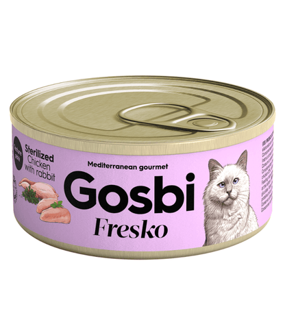 Gosbi - cat Fresko, Chicken and Rabbit Sterilized Complementary Adult Wet Food – Grain-Free 70g