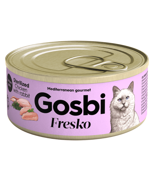 Gosbi - cat Fresko, Chicken and Rabbit Sterilized Complementary Adult Wet Food – Grain-Free 70g