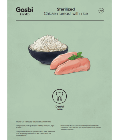 Gosbi - cat Fresko, Chicken Breast and Rice Sterilized Complementary Adult Wet Food – 70g