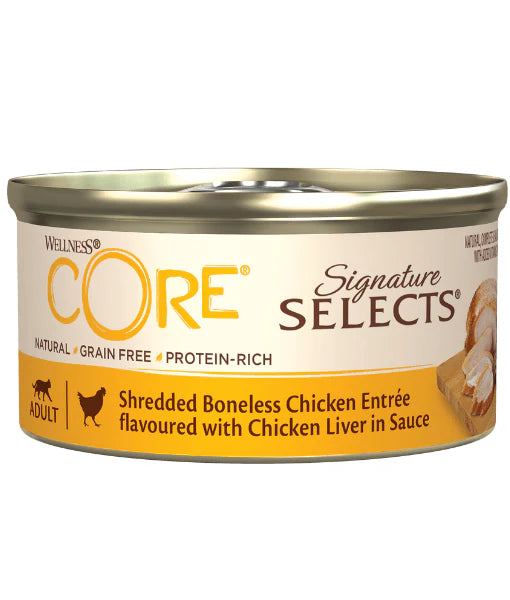 Wellness CORE Signature Selects Shredded Boneless Chicken Entree Flavored With Chicken Liver In Sauce 79g