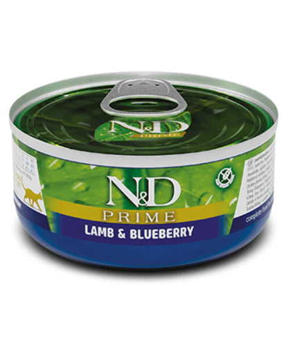 Farmina - cat N&D Prime, Lamb and Blueberries Grain Free Adult Wet Cat Food In Jelly 70g