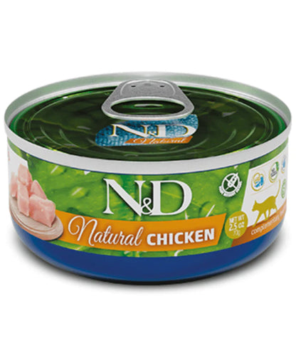 Farmina - cat N&D Natural, Chicken Grain Free Adult Wet Cat Food In Broth 70g