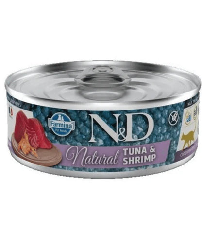 Farmina - cat N&D Natural, Tuna and Shrimp Grain Free Adult Wet Cat Food In Broth 70g