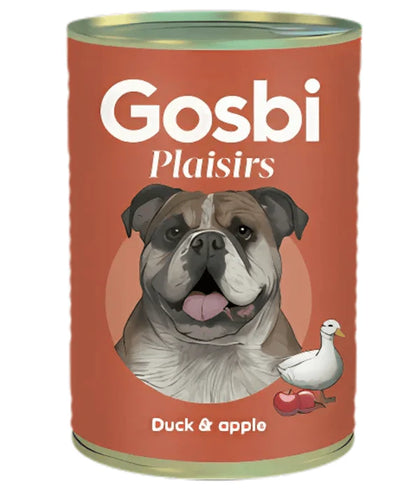 Gosbi - dog Plaisirs, Grain-Free Duck & Apple Adult Complementary Wet Food – High EnergyContent, All-Natural For Active Dogs 185g-400g