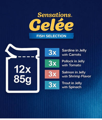 Purina Felix - cat Sensations in Jelly Adult Wet Food – Salmon, Trout, Sardine, Pollock – Selection 12 x 85g