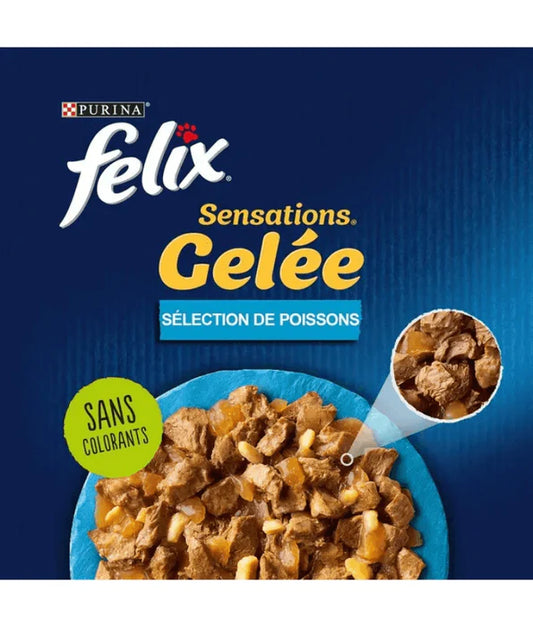 Purina Felix – cat Tender Shredded Wet Food in Jelly – Tuna, Salmon, Cod & Plaice, Adult 12x85g