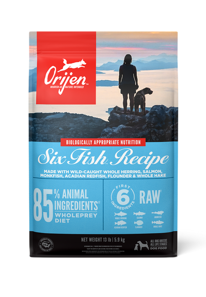 Orijen - dog six fimackerel, hake, flounder, rockfish, sole & wild caught pilchard