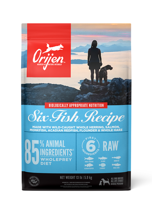 Orijen - dog six fimackerel, hake, flounder, rockfish, sole & wild caught pilchard
