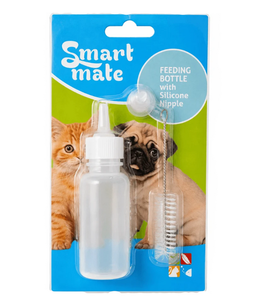 Smart Mate - Feeding Bottle with Silicone Nipple, Assisted Nursing for Kittens & Puppies - 50ml