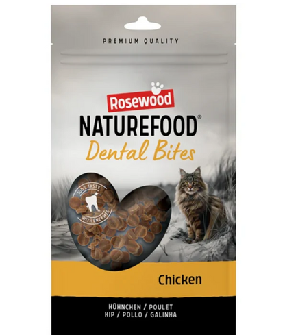 Rosewood - Naturefood Dental Bites Chicken, Grain-Free, Dental & Breath Care, All Life Stages Cat Treat - 50g