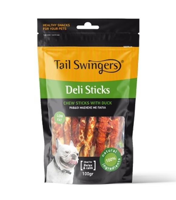 Tail Swingers - dog deli sticks with duck 100g