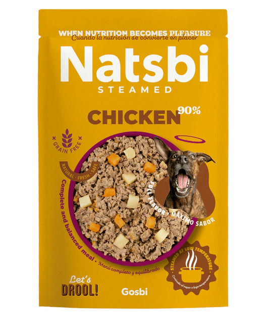 Gosbi - dog Natsbi Steamed, Chicken Fresh Food For Adults and Puppies – Grain-Free, All Natural Meal 200g - 500g