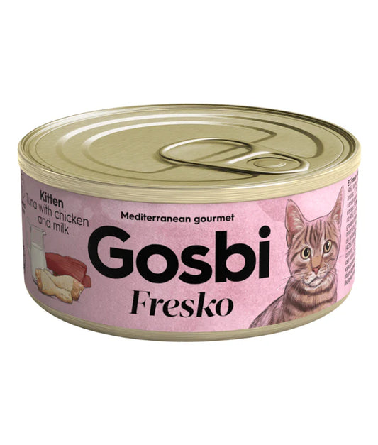 Gosbi - cat Fresko, Tuna, Chicken, and Milk Kitten Complementary Wet Food – 70g