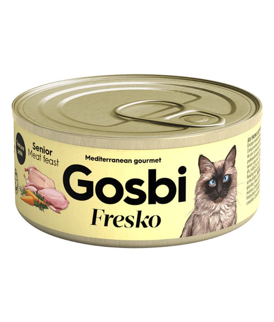 Gosbi - cat Fresko, Pork and Chicken Senior and Sterilized Complementary Wet Food – Grain-Free 70g