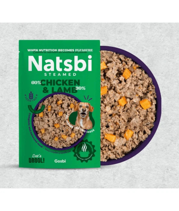 Gosbi - dog Natsbi Steamed, Chicken and Lamb Fresh Food For Adults and Puppies – Grain-Free, All Natural Meal 200g-500g