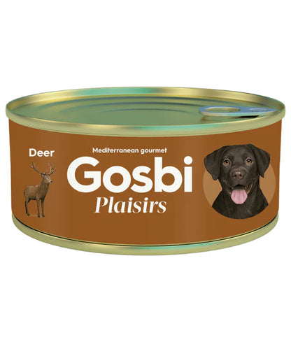 Gosbi - dog Plaisirs, Grain-Free Deer Complementary Wet Food – Hypoallergenic, Monoprotein, All-Natural For Puppies & Adult Dogs185g