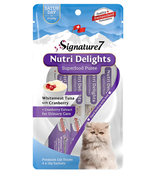 Signature7 - cat Nutri Delights Whitemeat Tuna With Cranberry For Urinary Care Liquid Cat Treats 4x15g