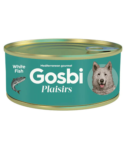 Gosbi - dog Plaisirs, Grain-Free White Fish Adult Complementary Wet Food – Low Calories, All-Natural 185g-370g