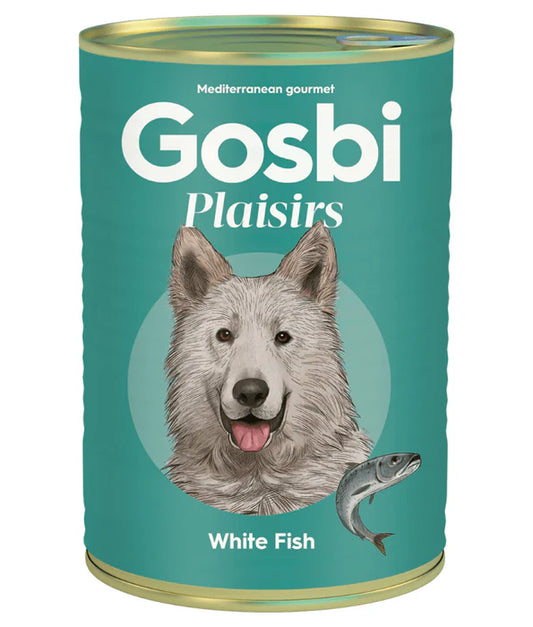 Gosbi - dog Plaisirs, Grain-Free White Fish Adult Complementary Wet Food – Low Calories, All-Natural 185g-370g