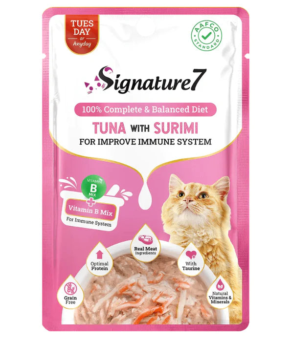 Signature7 - cat Tuna With Surimi For Improve Immune System Grain-Free Wet Cat Food 50g