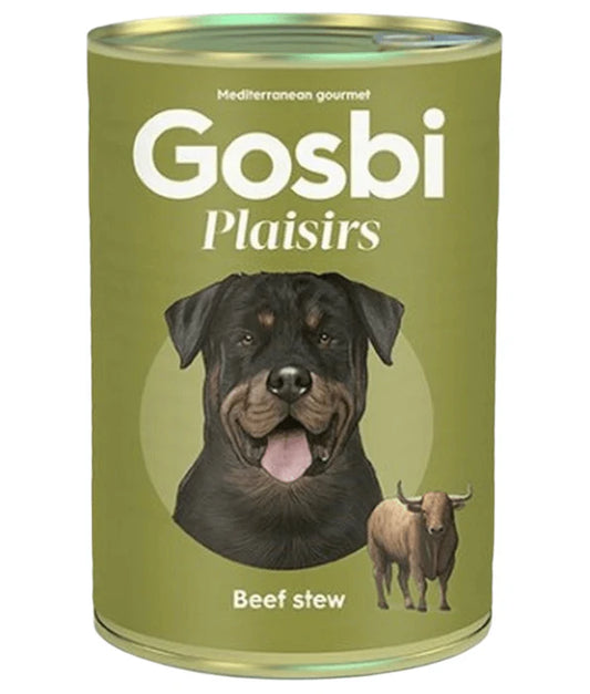 Gosbi - dog Plaisirs, Grain Free Beef Stew Adult Complementary Wet Food – Hypoallergenic, Monoprotein, Weight Control 185g-400g