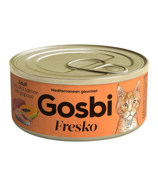 Gosbi - cat Fresko, Tuna, Salmon, and Papaya Adult Complementary Wet Food – 70g