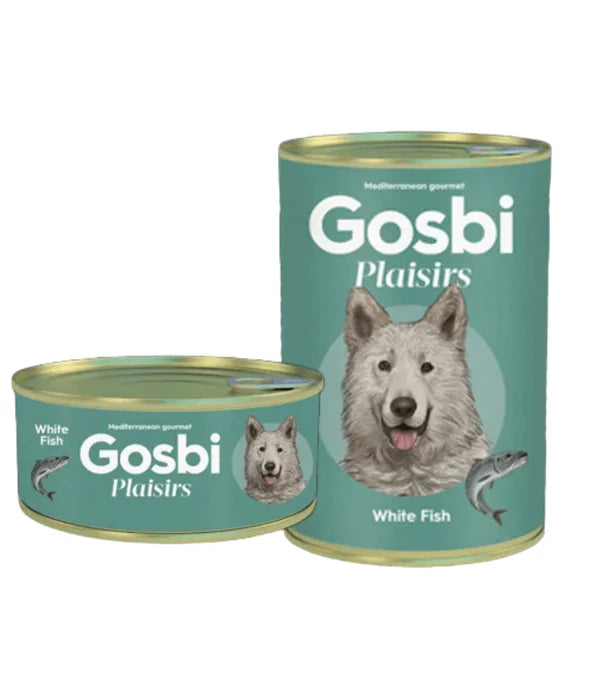 Gosbi - dog Plaisirs, Grain-Free White Fish Adult Complementary Wet Food – Low Calories, All-Natural 185g-370g