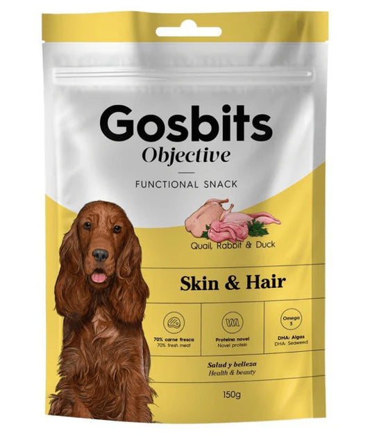 Gosbi - dog Gosbits Objective, Quail, Rabbit & Duck Adult Treats – Skin and Hair, Healthy & Dense Coat All Natural 150g