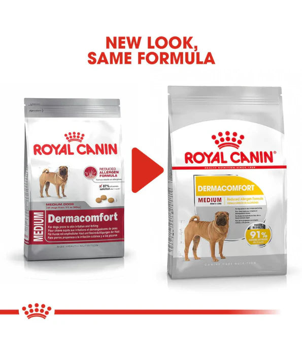 Royal Canin - dog Dermacomfort, Medium Breed Adult Dry Dog Food, Reduced Allergen Formula, with Omega 3&6 for Sensitive Skin - 3 kg