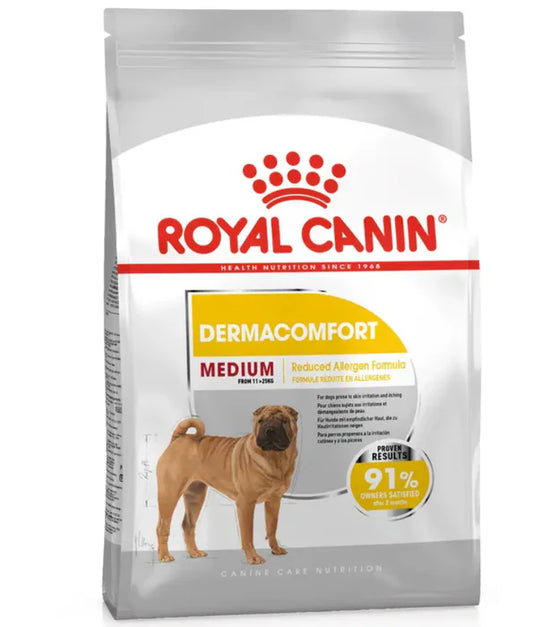 Royal Canin - dog Dermacomfort, Medium Breed Adult Dry Dog Food, Reduced Allergen Formula, with Omega 3&6 for Sensitive Skin - 3 kg