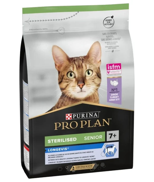 Purina Pro Plan - Cat Sterilised Senior 7+ Cat Dry Food, LONGEVIS, Turkey - 1.5 kg