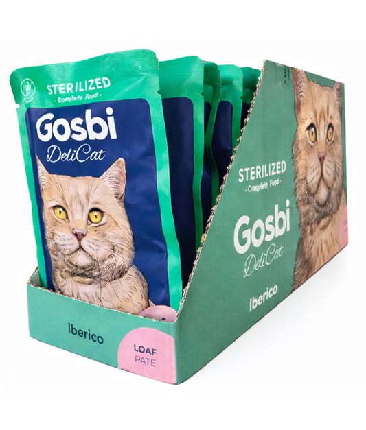 Gosbi - DeliCat, Iberico Pork Sterilized Complete Adult Wet Cat Food – Loaf Pâté, Grain-Free, Low-Calorie – 70g
