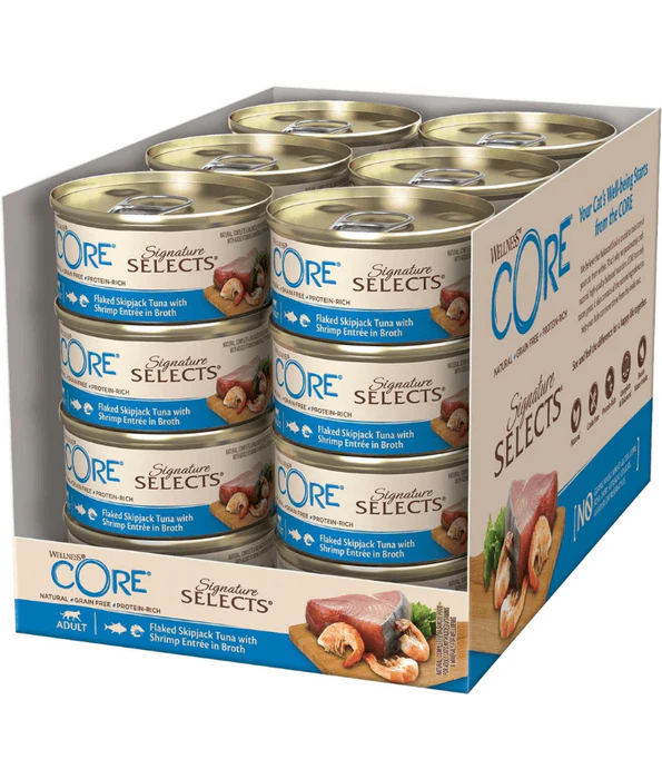 Wellness CORE Signature Selects Flaked Skipjack Tuna With Shrimp Entree In Broth 79g