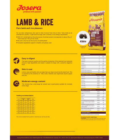 Josera - Dog Lamb & Rice 12.5kg